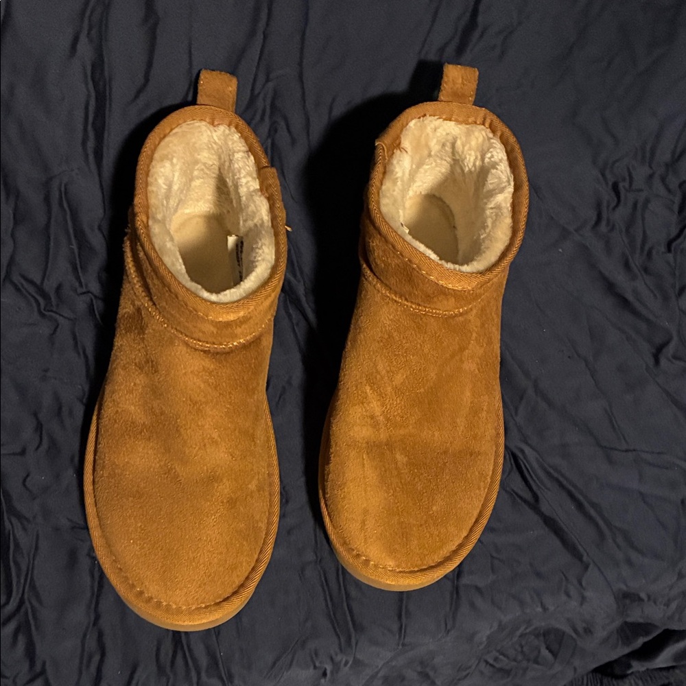 Warm Tan Suede Ankle Boots - Picture 3 of 4
